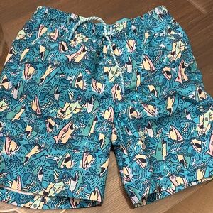 Cat & Jack large 10/12 Shark Print Swim Shorts trunks like new